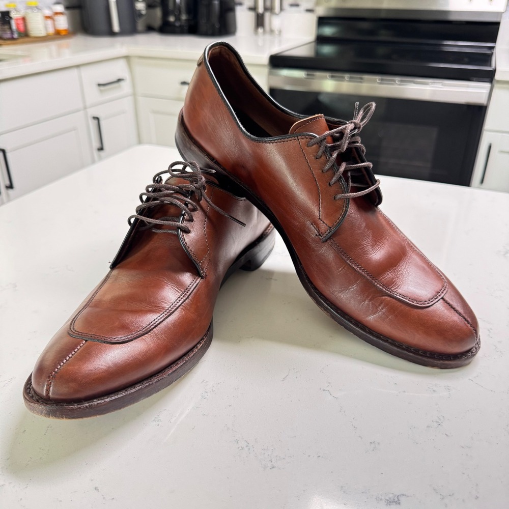 Allen Edmonds Delray‎ Dress Shoes Mens 10 B Brown Leather Split Toe Derby 6370